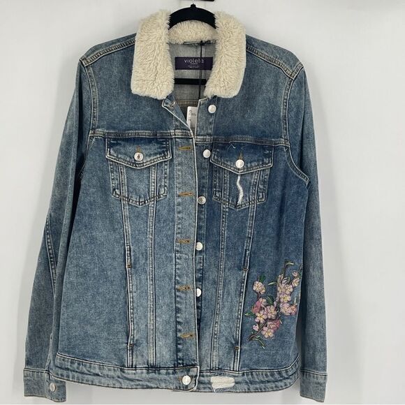 Violeta by Mango Embroidered Denim Jacket - Picture 1 of 11